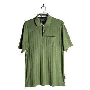 Chaps Ralph Lauren Men's Green Ribbed Polo Short Sleeve Shirt